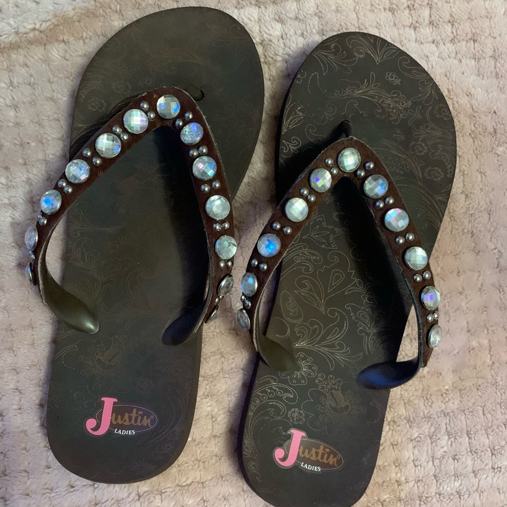 Justin Boots brand flip flops